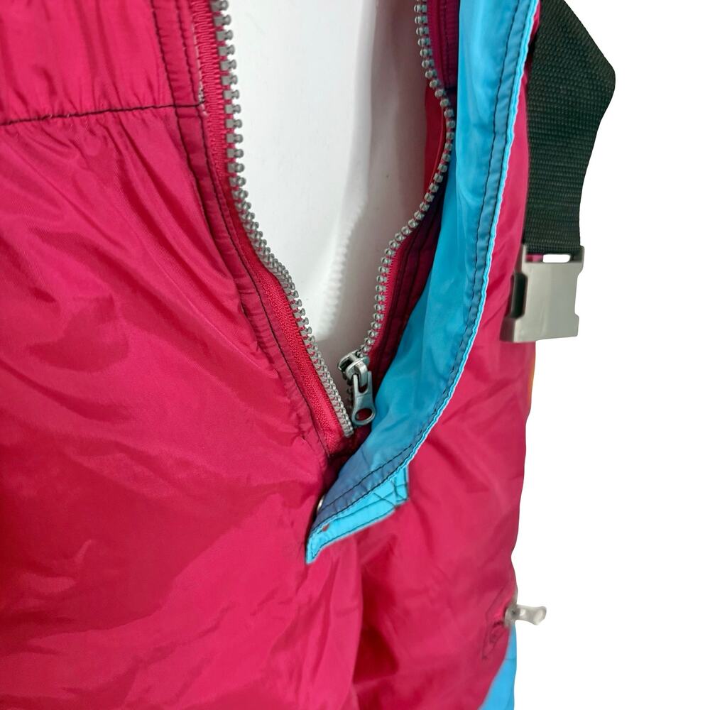 Vintage 90s Blue Pink Checkerboard Hooded Ski Suit One Piece Size S *GOOD* - Picture 9 of 16